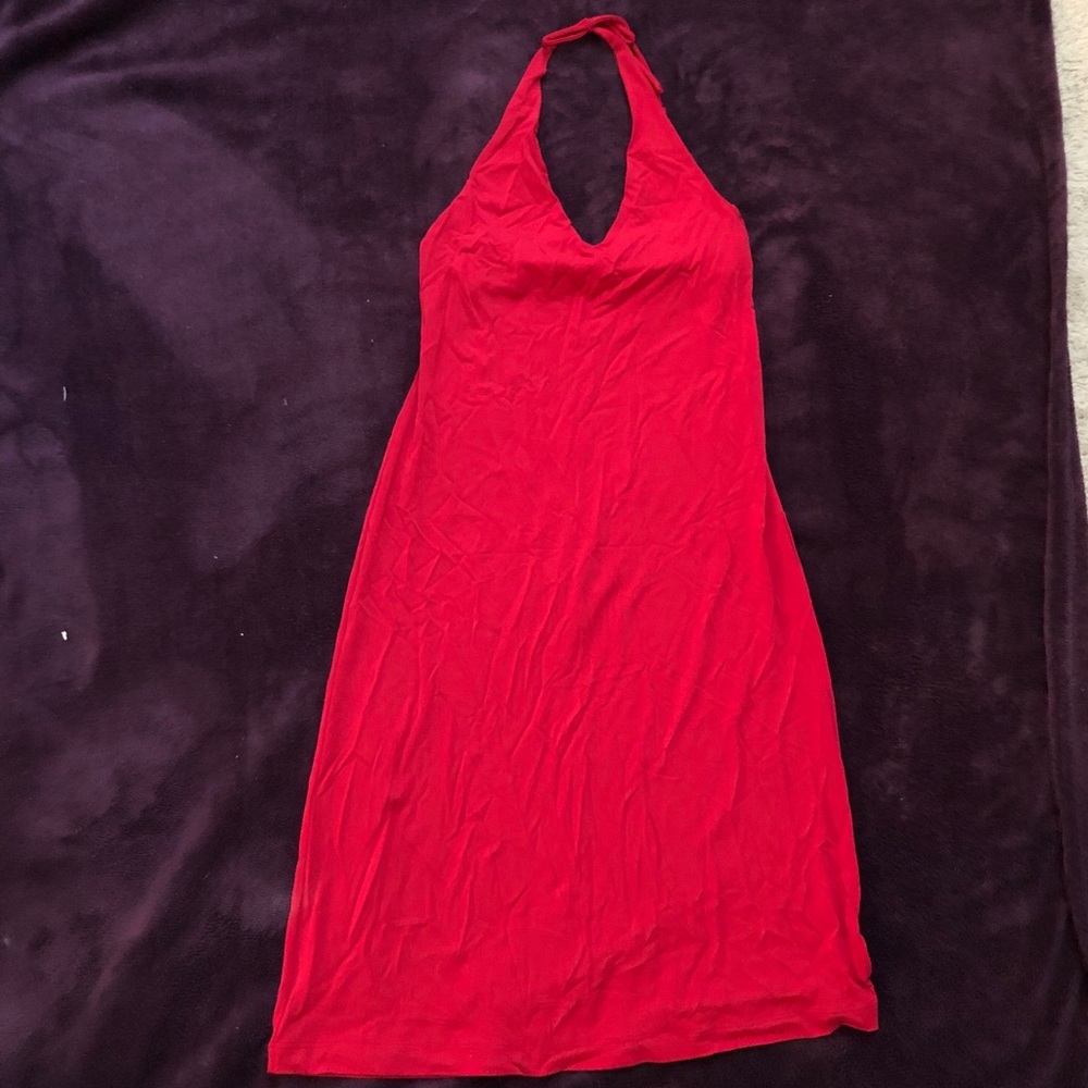 Red J. Crew Halter Dress
